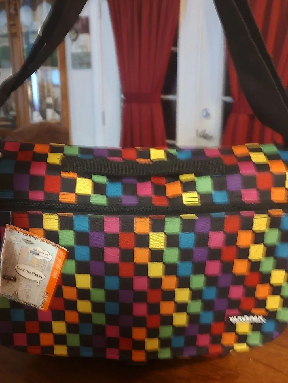 Multicolor Checkerboard Messenger Bag